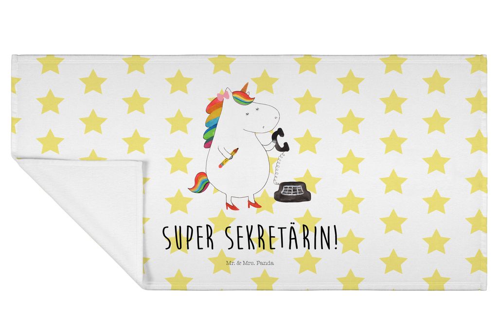 Mr. & Mrs. Panda Handtuch Einhorn Sekretärin - Weiß - Geschenk, Frotteehandtuch, Büro, Steuerkanzlei, Einhörner, Unicorn, 50x100, gesichtstuch,...