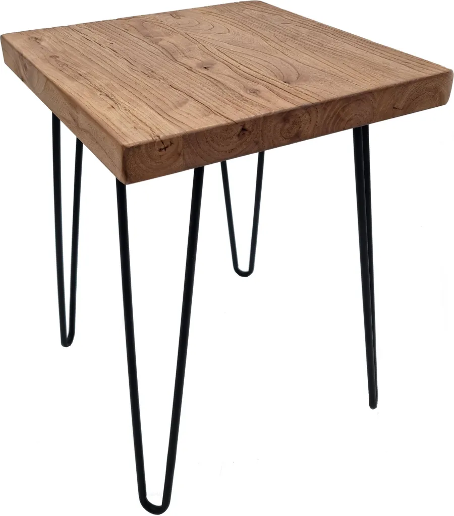 Table d'appoint rectangulaire en bois d'orme massif - Modèle 40x40 cm