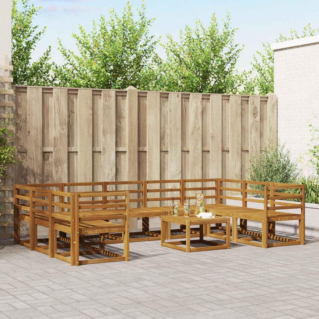Outdoor-Sofagarnitur - VIDAXL - Terrassen-Sofa - 10 pcs - Natur Massivholz Akazie