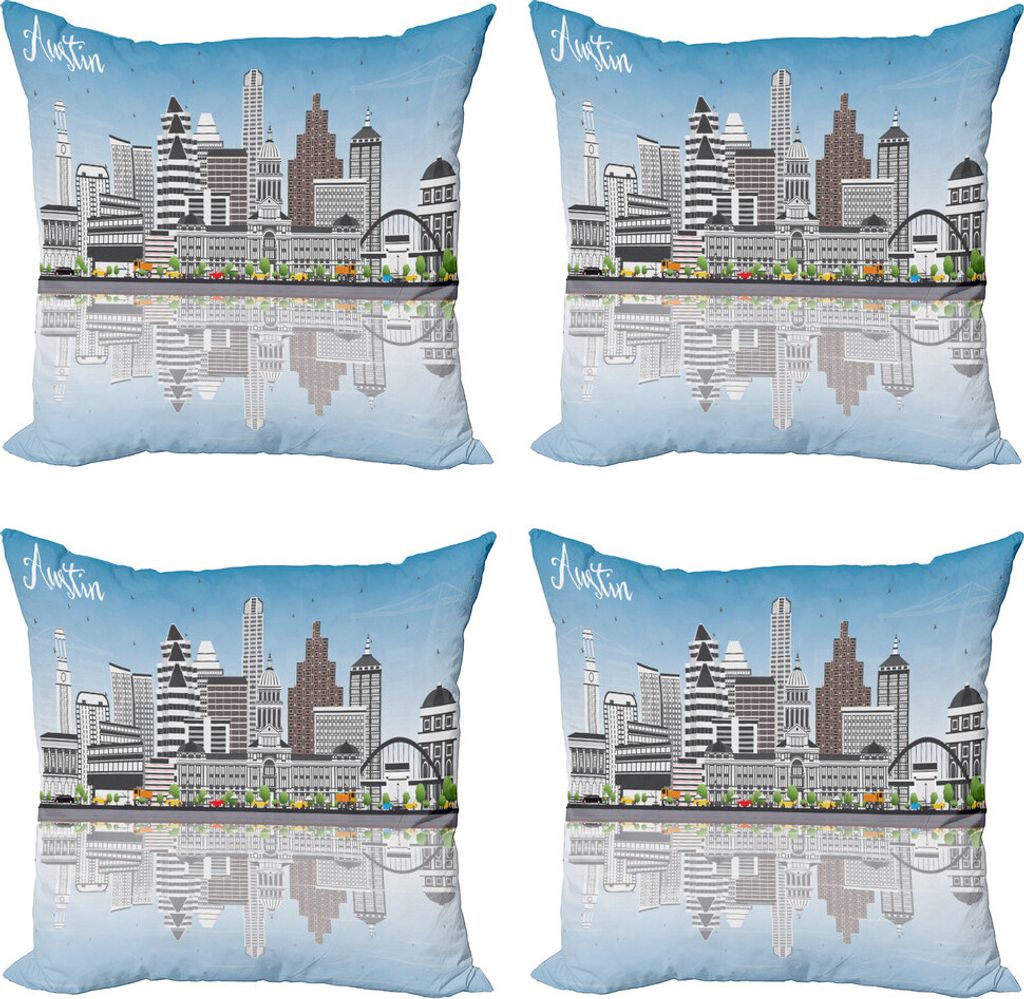 ABAKUHAUS Austin Kissenbezug Set (4 Stück), Digitale Kunst Wasser-Reflexion, Moderner Doppelseitiger Digitaldruck, 50 cm x 50 cm, Mehrfarbig