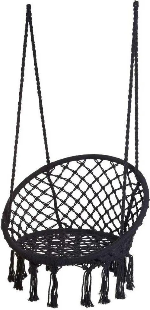 Fauteuil Suspendu Boho Noir Progarden 130x80 cm pour Détente Extérieure