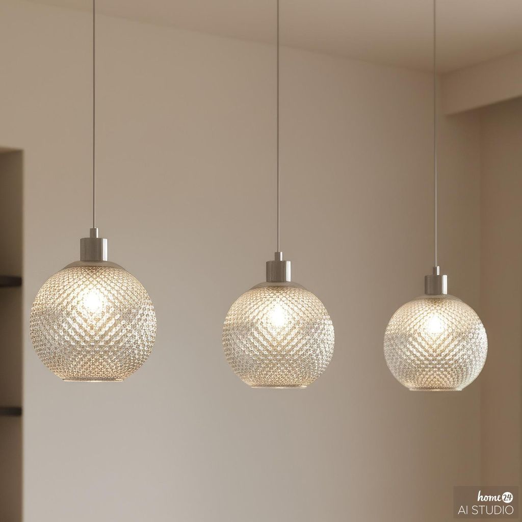 home24 Pendelleuchte - 3-flammig - Glas / Eisen Produktbild 