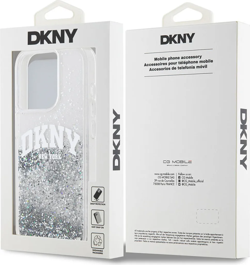 Coque iPhone 14 Pro DKNY Liquid Glitter Arch Logo Flexible Transparente - 6