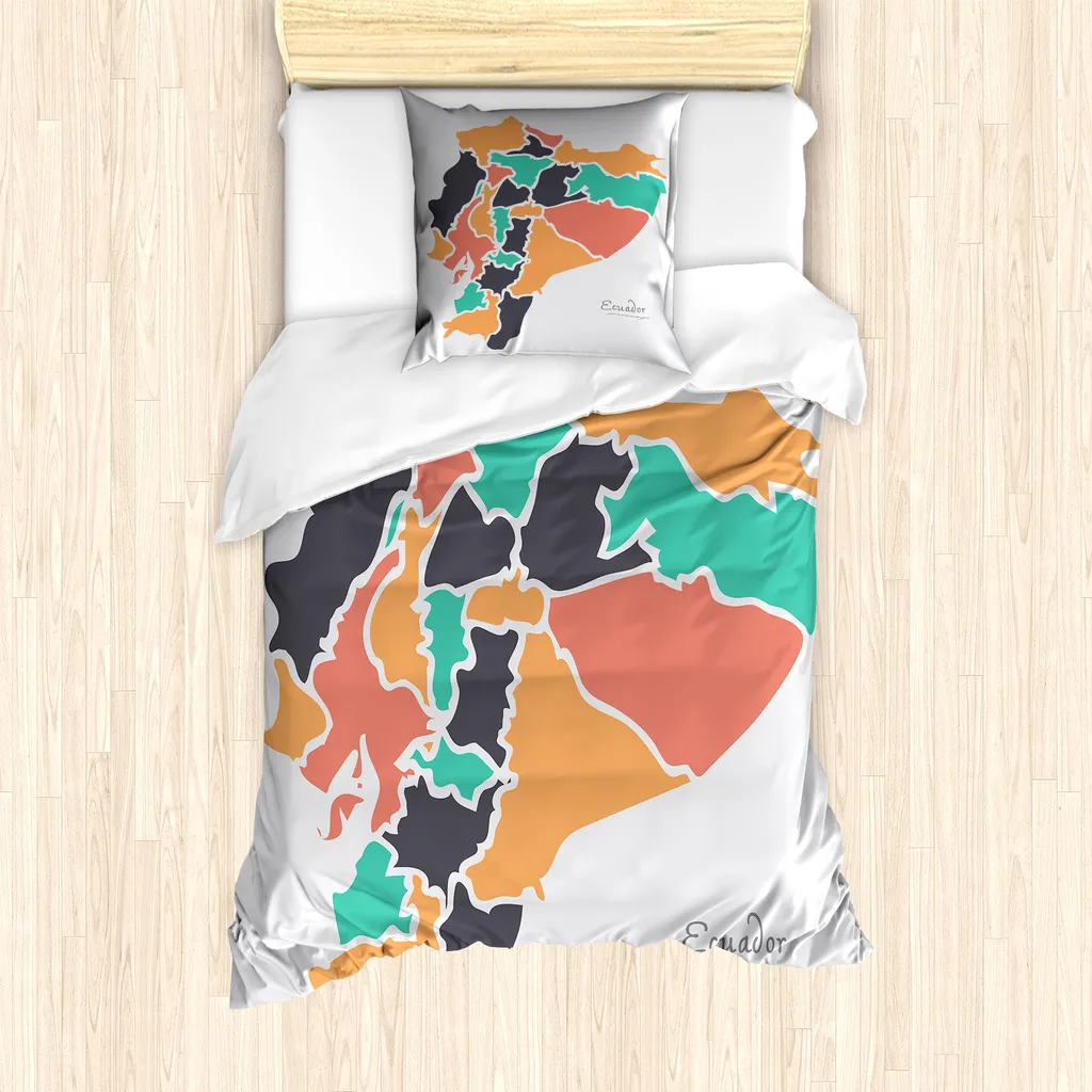 ABAKUHAUS Ecuador Copripiumino Singolo 135x200cm Mappe Moderne Colorate