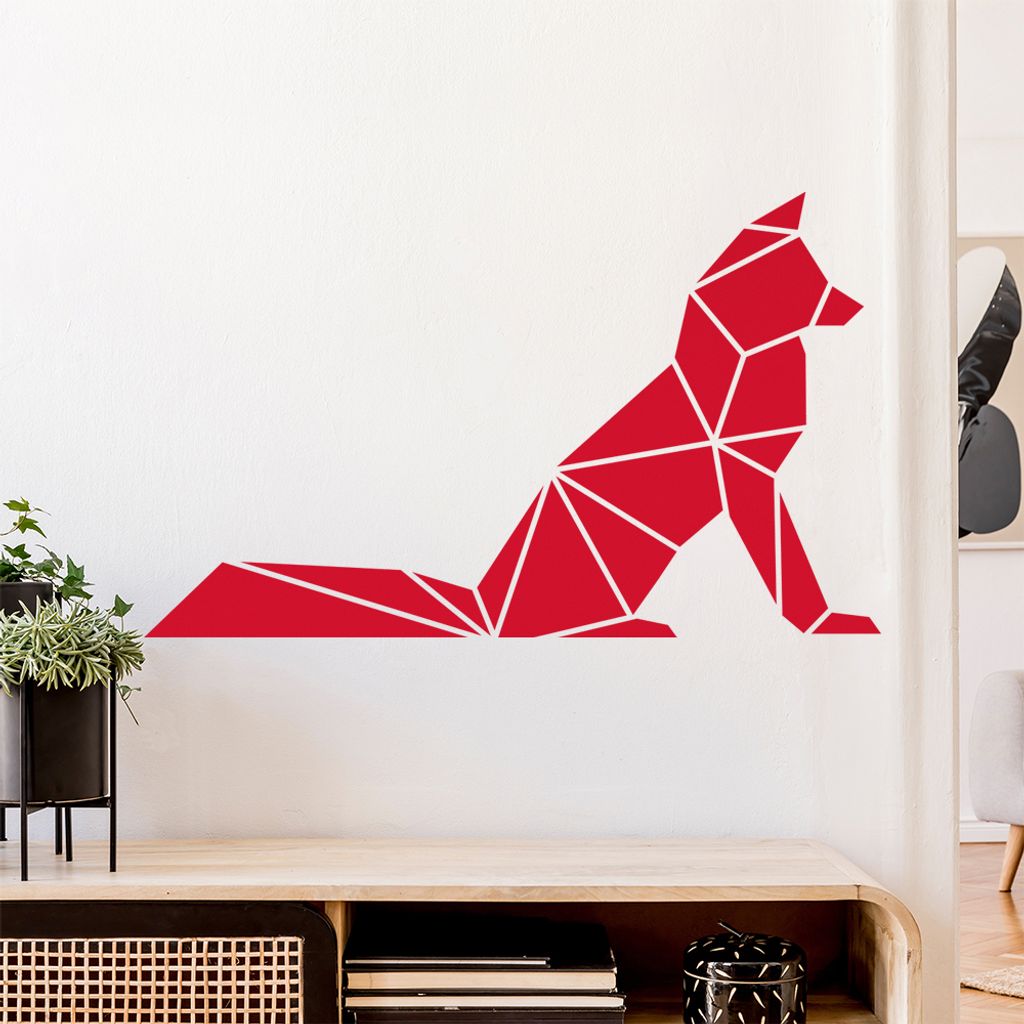 Papierfalten Fuchs Wandtattoo Wandaufkleber Wall Sticker - Dekoration, Küche, Wohnzimmer, Schlafzimmer, Badezimmer