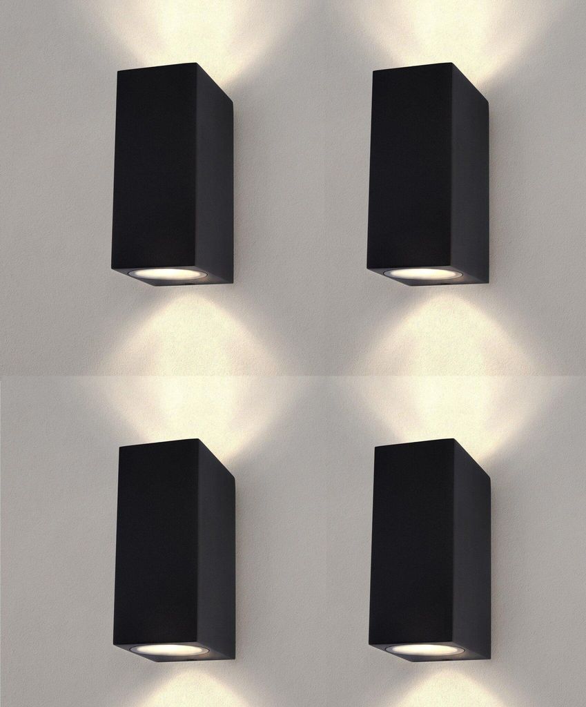 Ledvion 4er Set LED Wandlampe IP54 35W GU10 schwarz dimmbar Produktbild 