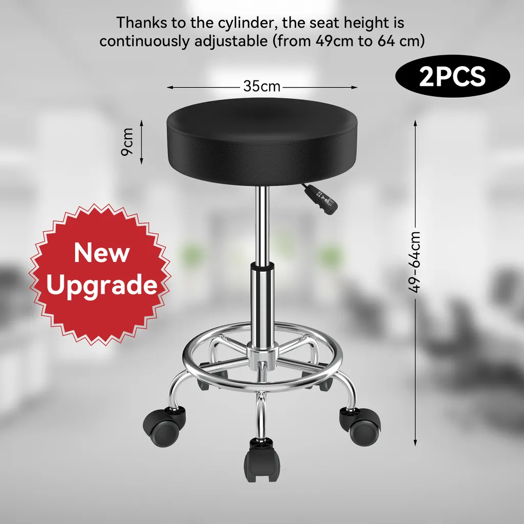 Tabouret à roulettes pivotant réglable noir pour éviter le mal de dos - 2