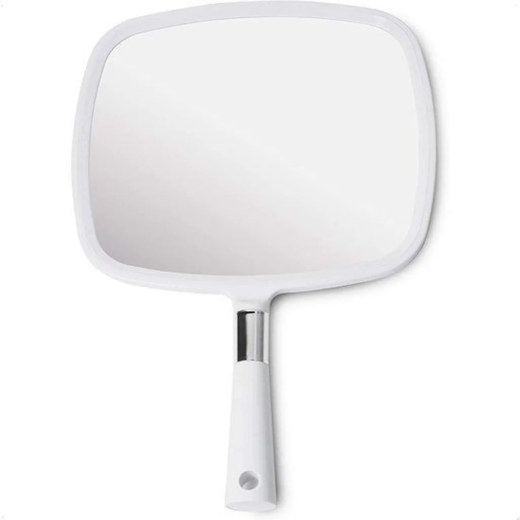 Grand miroir de coiffure avec poignée ergonomique coloris blanc