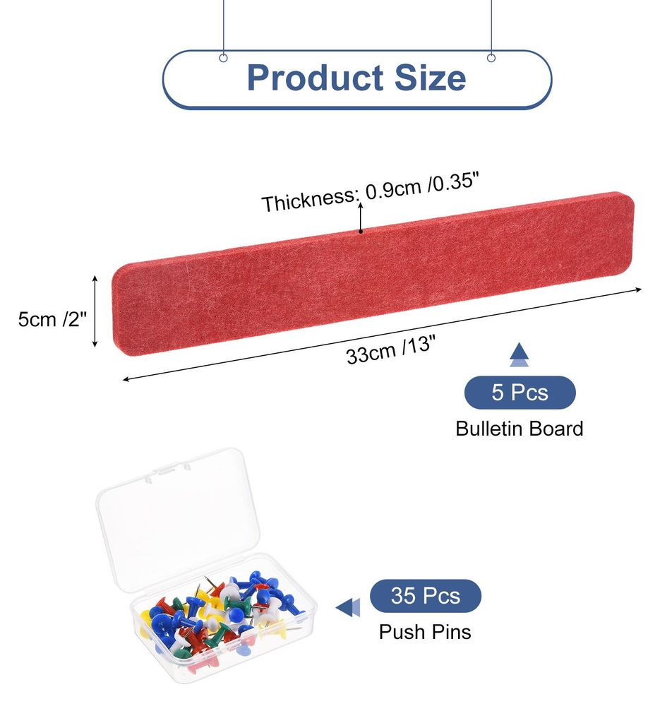 5 Stš¹ck Filz Pinnwand Selbstklebend, 33cm x 5cm Pinnw?nde mit 35 Pinnadeln Pinnwand Bar Streifen Korkplatte Korkbrett Kleine Pinnwand fš¹r Not...