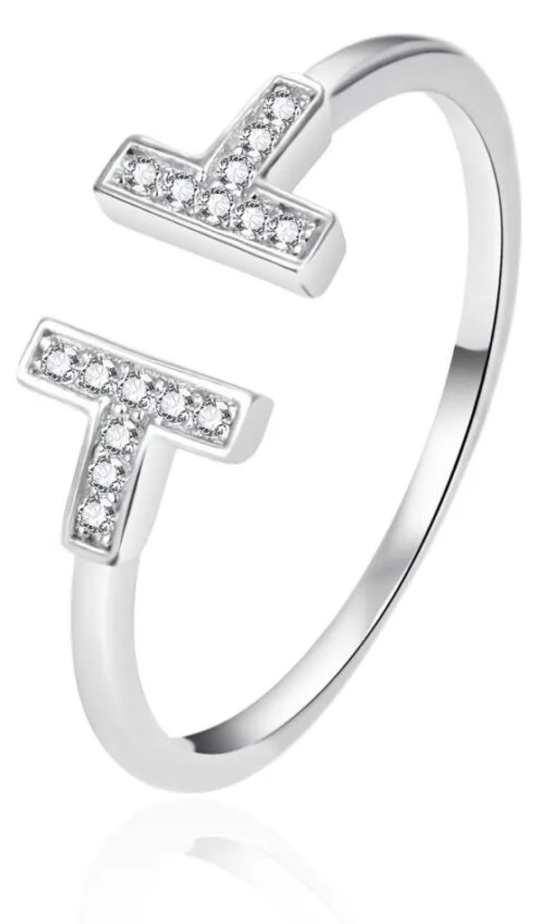 Anneau ajustable en argent pour femme, bague moderne élégante taille 62