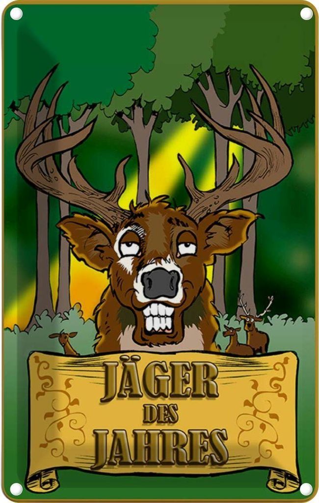 vianmo Blechschild 18x12 cm Jagd Jäger des Jahres Reh Dekoration Spruch Zitat