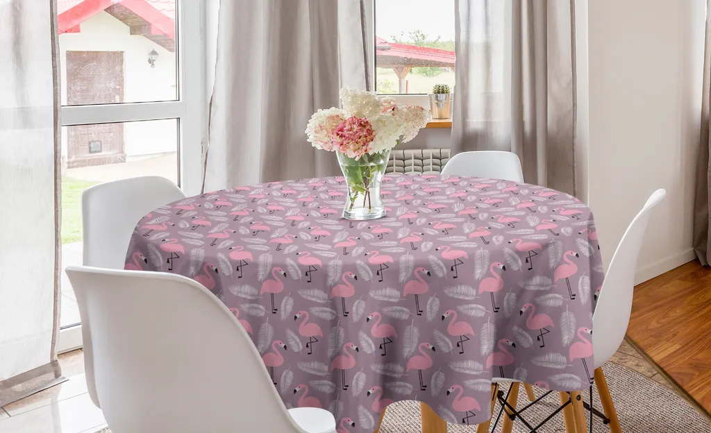 ABAKUHAUS Tropicale Tovaglia, Esotiche Fenicottero e Toucan, Rettangolare per Sala da Pranzo e Cucina, 140 cm x 170 cm, Multicolore