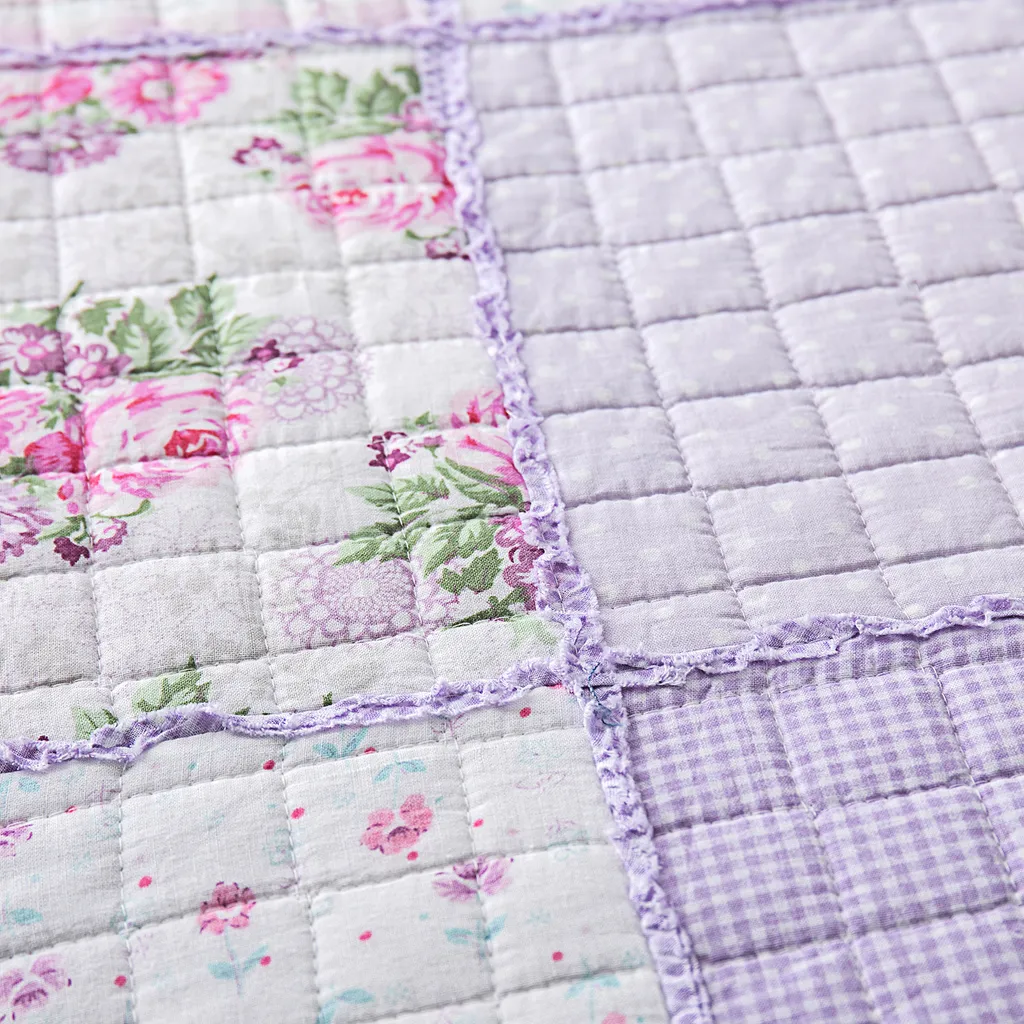 Couette douce patchwork violette réversible en microfibre brossée double - 8