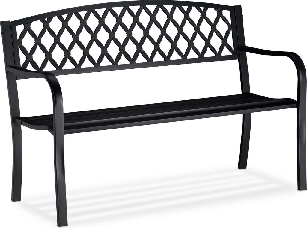 relaxdays Banc de jardin 10026115_0 noir métal 127,5 cm Image du produit 
