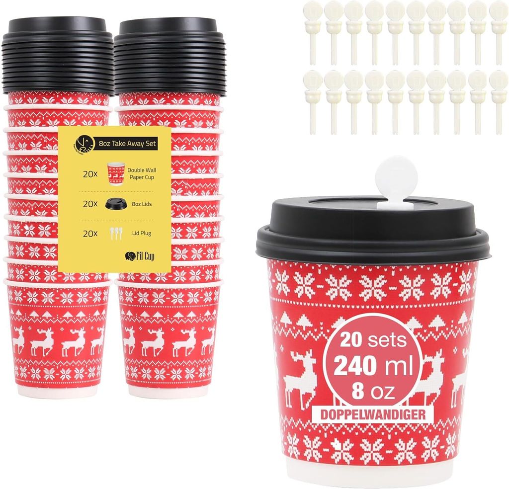 filcup Kaffeebecher 240 ml Doppelwandiger 20er Set Produktbild 