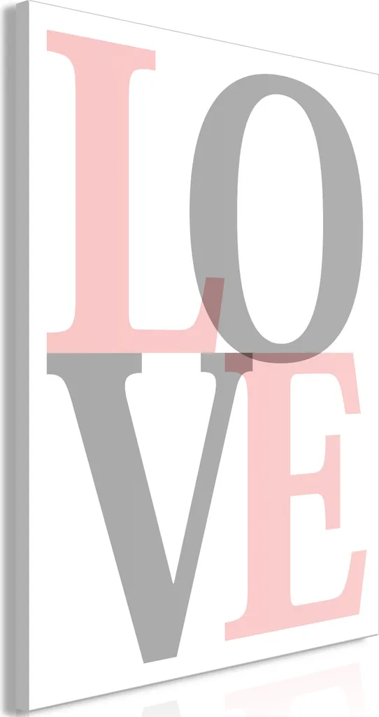 Quadro Amore Grigio 40x60 cm - Decorazione Parete Moderna Tessuto non Tessuto