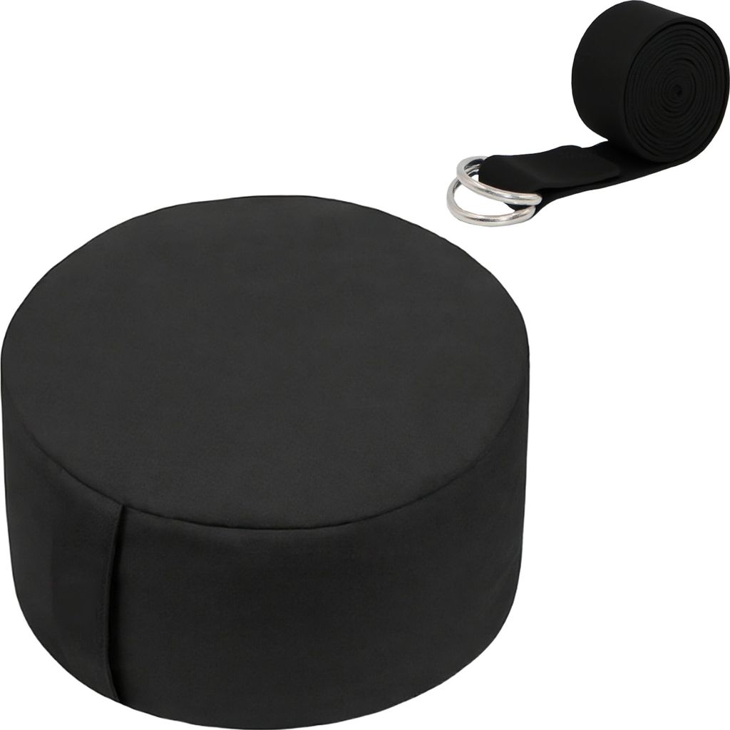 relaxdays Meditationskissen Set mit Yogagurt
