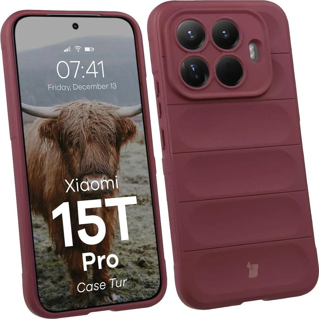 Robuste Handyhülle für Xiaomi 15T Pro, Bizon Case Tur, Burgunderrot