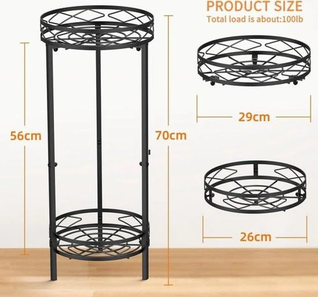 Gain de place : Support à plantes vertical 2 niveaux en métal noir 70cm