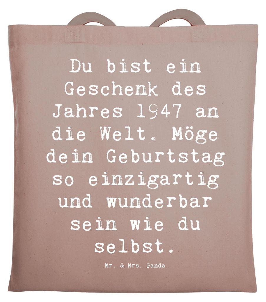 Mr. & Mrs. Panda Jutebeutel Spruch 1947 Geburtstag - Braun Pastell - Geschenk, Geburtsjahr, Geburtstagsgeschenk für, Alter, Glückwunsch, Geburtst...