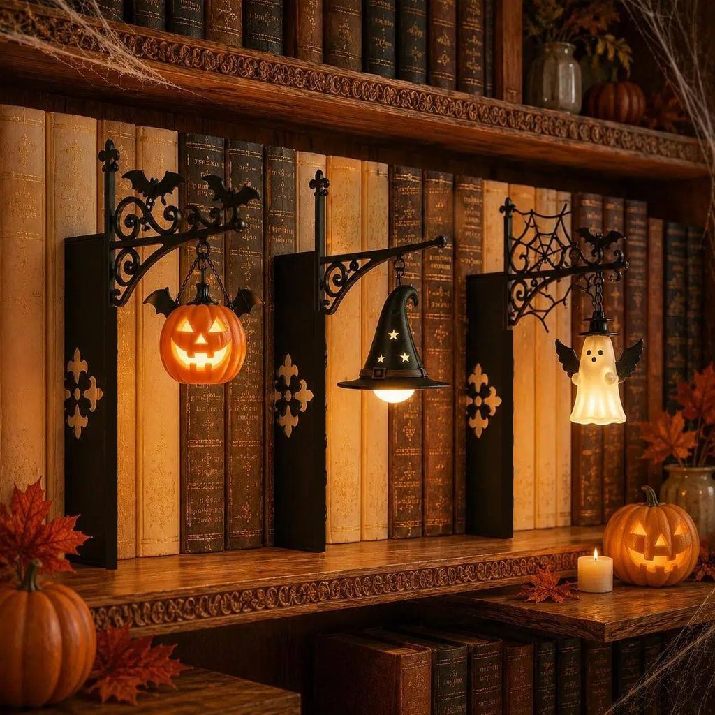 Boekenrek lampen set van 3 – Vintage LED nachtlampjes, Productafbeelding 