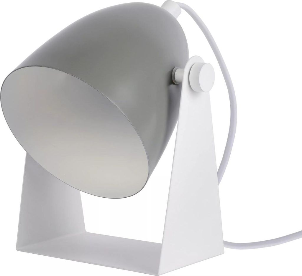 Tischlampe Metall E14 schwenkbar klein H: 20,5 cm Weiß Grau Modern Schreibtischlampe Tischleuchte