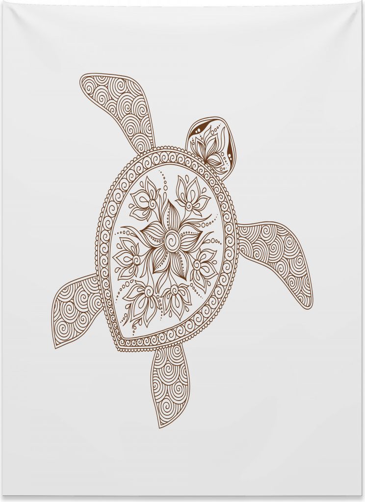 Abakuhaus Schildkröte Wandteppich, Floral Shell Spiralen aus Weiches Mikrofaser Stoff Kein Verblassen Klare Farben Waschbar, 110 x 150 cm, Kastani...