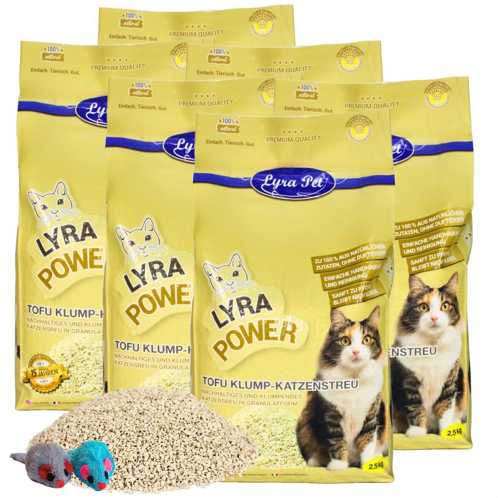 15 kg Lyra Pet® Tofu zbrylający się żwirek dla kota + 2 Zdjęcie produktu 