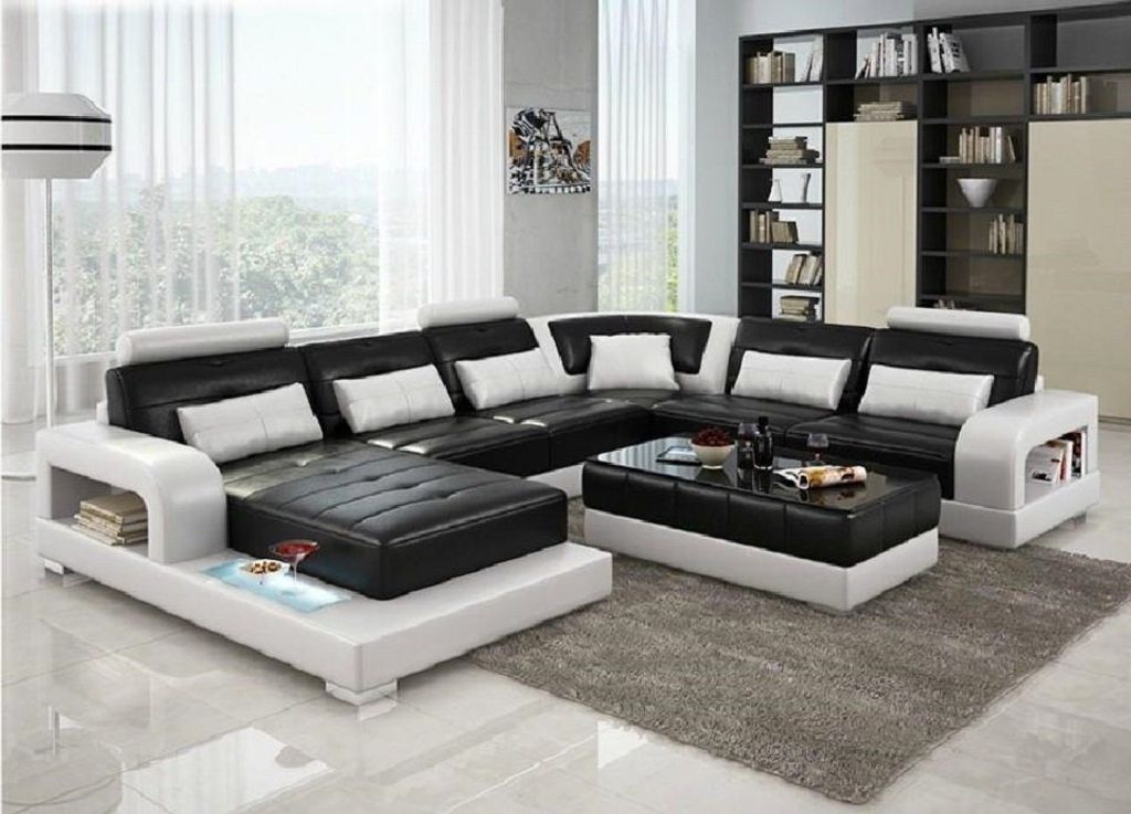 Ecksofa Design Sitz Polster Ledersofa