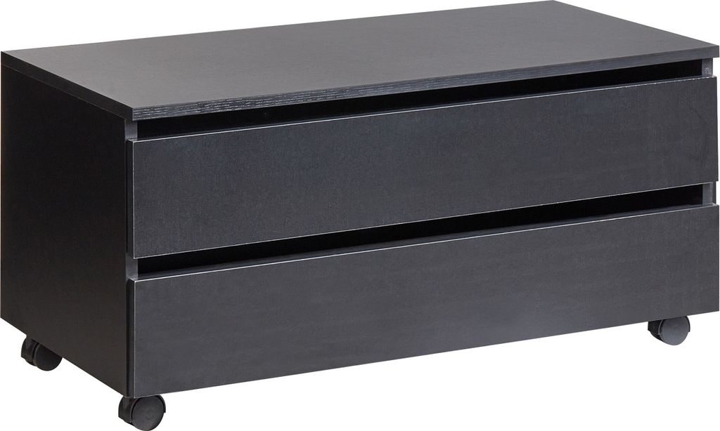 BELIANI Kommode Schwarz MDP-Platte Schmal mit Rollen 2 Schubladen Modern Badezimmer Ausstattung Badmöbel Rollbarer Schubladenschrank