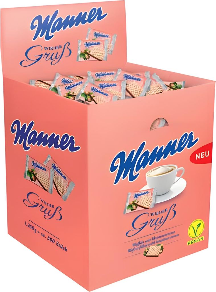Manner Wiener Gruß Waffeln Haselnusscreme Portionsgebäck Produktbild 