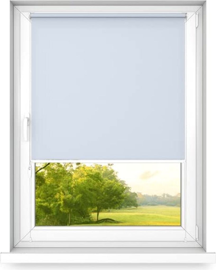 time4blinds, Mini Rollo Basic, Fensterrollo, Grau-blau-linke, 140x140cm