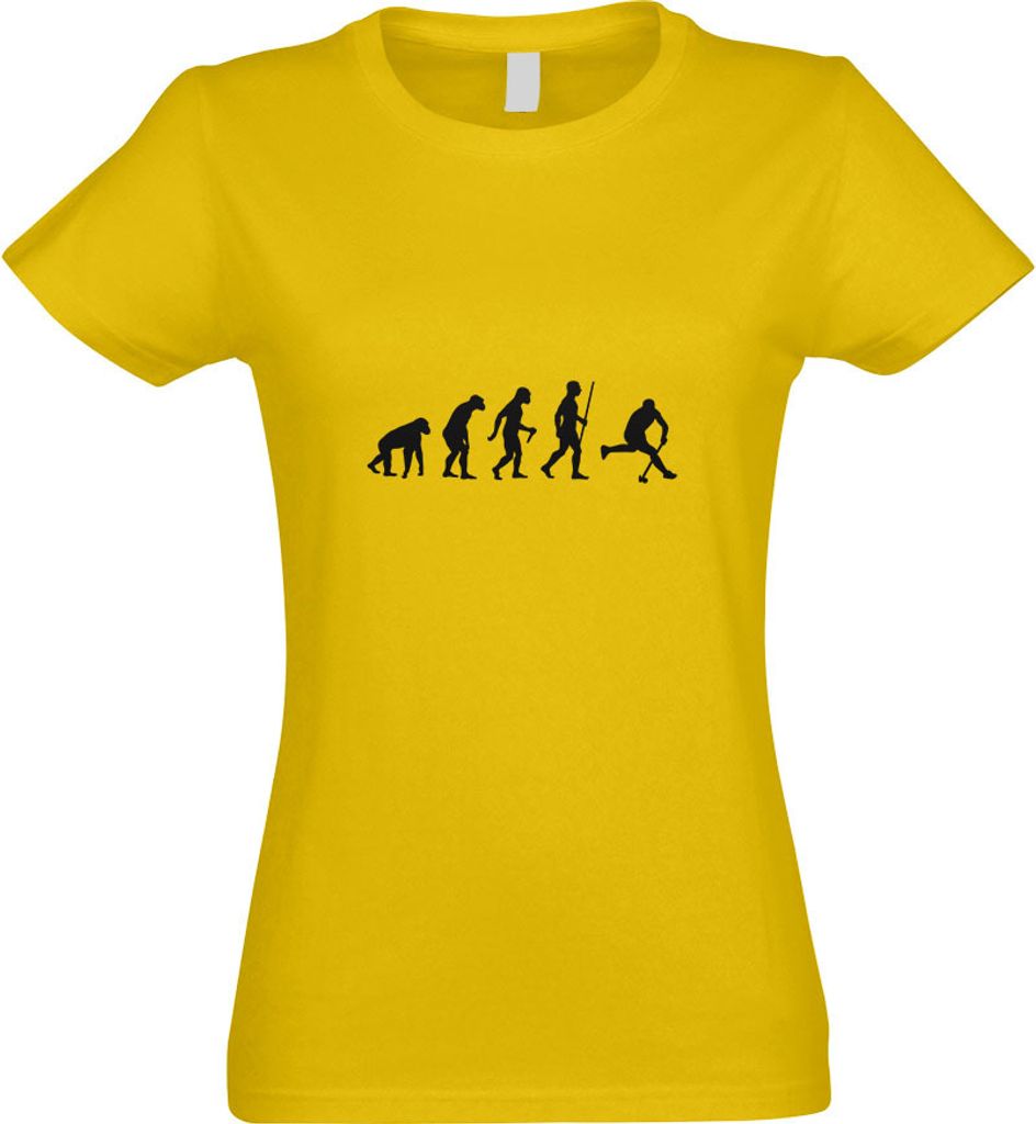 Kiwistar - T-Shirt tailliert - Damen - gelb - Hockey Ball Evolution - mit Motiv Bedruckt - Funshirt Design - Sport - Freizeit - Damen - M