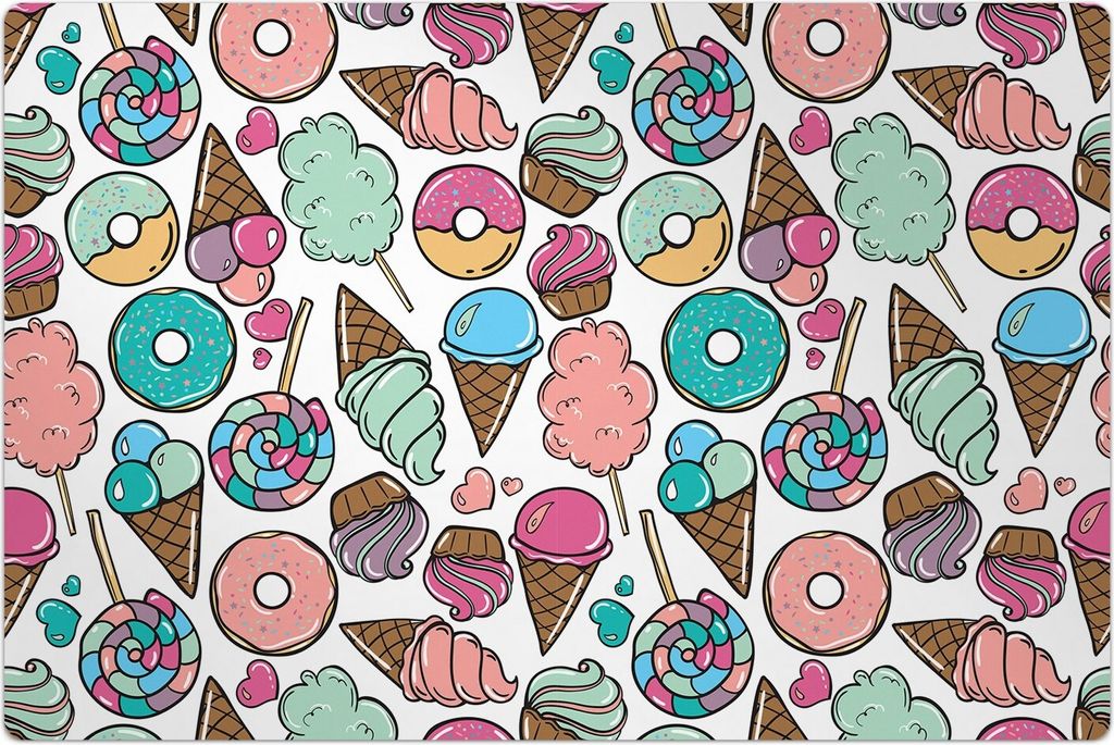 Küchenmatte 60x90 cm Vinylmatte Bodenmatte Dekoration - süße Eis und Krapfen