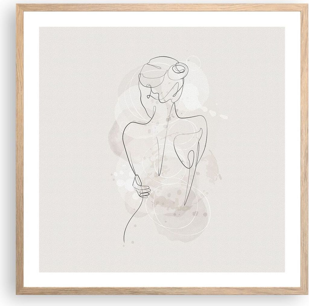 Gerahmtes Poster - Rahmen in heller Eiche - Frau Rücken Rücken - 60x60 cm - Wand Bild - Wanddeko - Wandbilder - Kunstposter - Wandposter - Bilder...