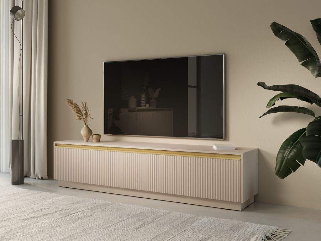 AX LIVING Sideboard TV Lirio 180 cm breit, modern, beige Produktbild 