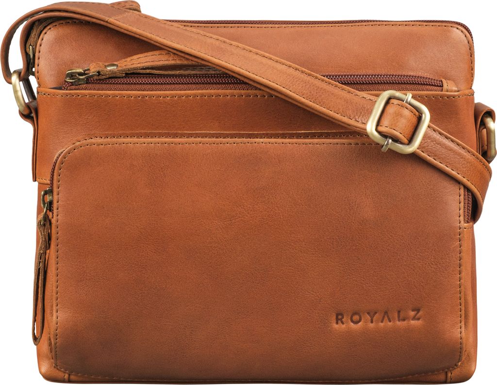 ROYALZ Vintage Leder Handtasche Damen Echtleder "North Carolina" stilvolle Ledertasche zum Umhängen Schultertasche mit Platz für Smartphone
