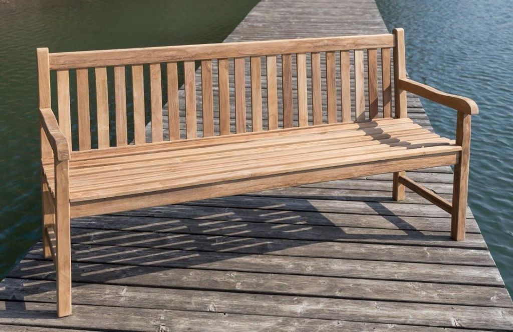 Stabile Bank Gartenbank Picadelly 180 cm in Premium Teak mit Armlehne