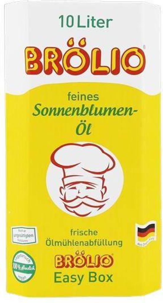 Brölio - Sonnenblumenöl, 10L Bag-in-Box – Neutral, Hitzestabil & Ideal zum Kochen, Braten, Frittieren & für Gastronomiebedarf