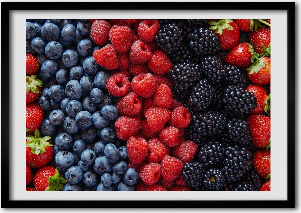 Bild - Bilder - Bilderrahmen - 70 cm x 50 cm - MDF-Rahmen, Wandkunst Waldfrüchte