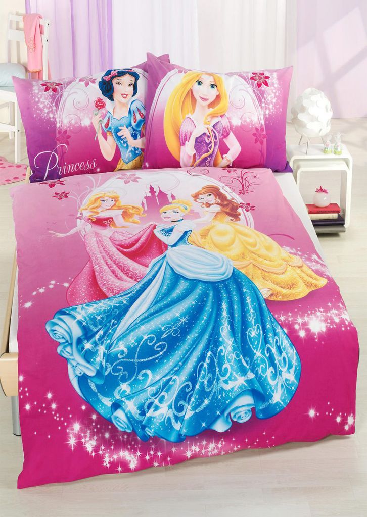 Disney Princess 2tlg Bettwäsche 140x200 und 70x90 auch für 135x200 cm 100% BW 