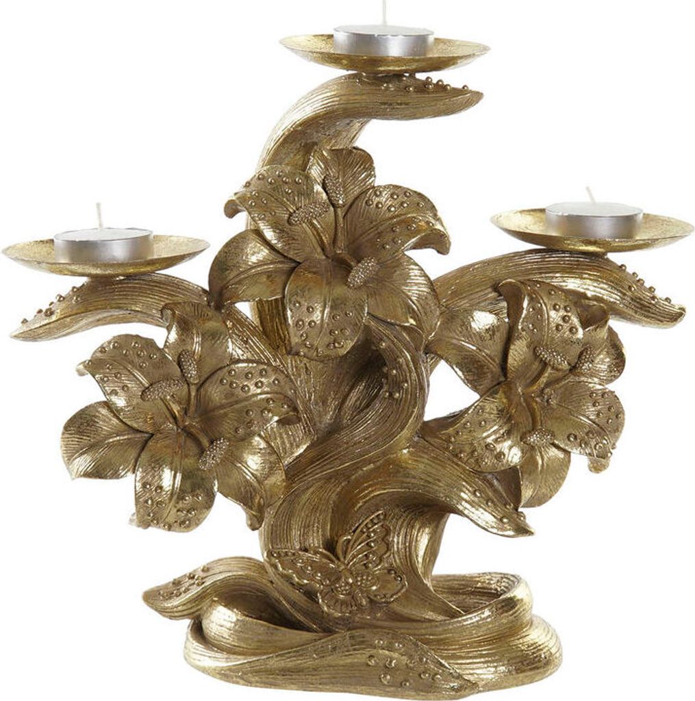 Kerzenleuchter DKD Home Decor 26 x 12 x 23 cm Blume Gold Harz