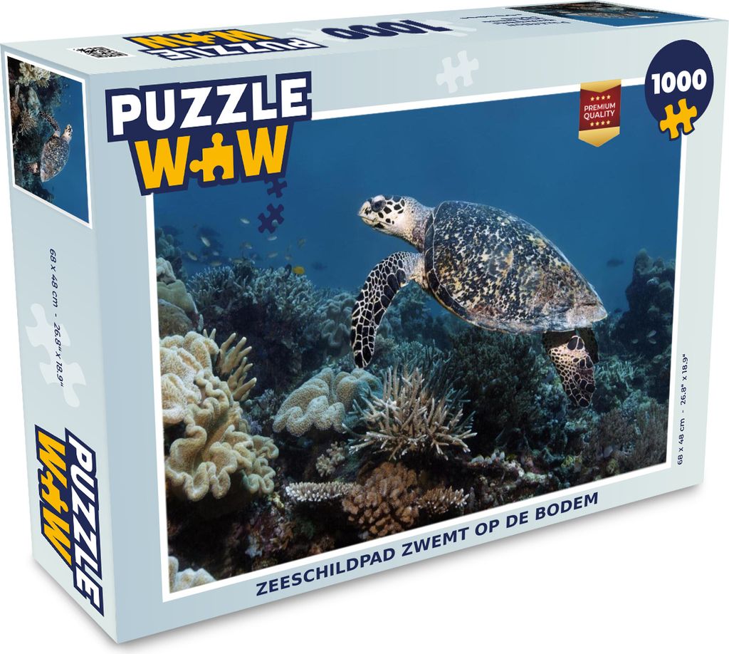 MuchoWow Puzzle 1000 Teile Meeresschildkröte schwimmt auf dem Grund - Erwachsene - Rätsel