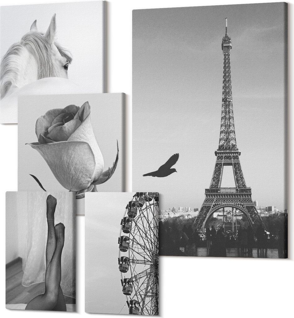 Wandbilder Leinwand 5-teilig – – Polycanvas Kunstdruck – Moderne Bilder für Wohnzimmer & Schlafzimmer – Aufhängefertig – 2x 30x30 cm + ...