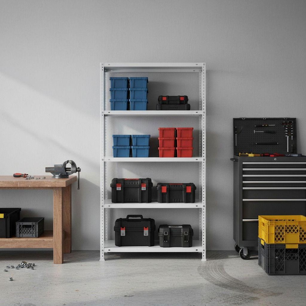 PROREGAL Schraubregal PANDA | HxBxT 180x80x40cm | Fachlast 100kg | Weiß