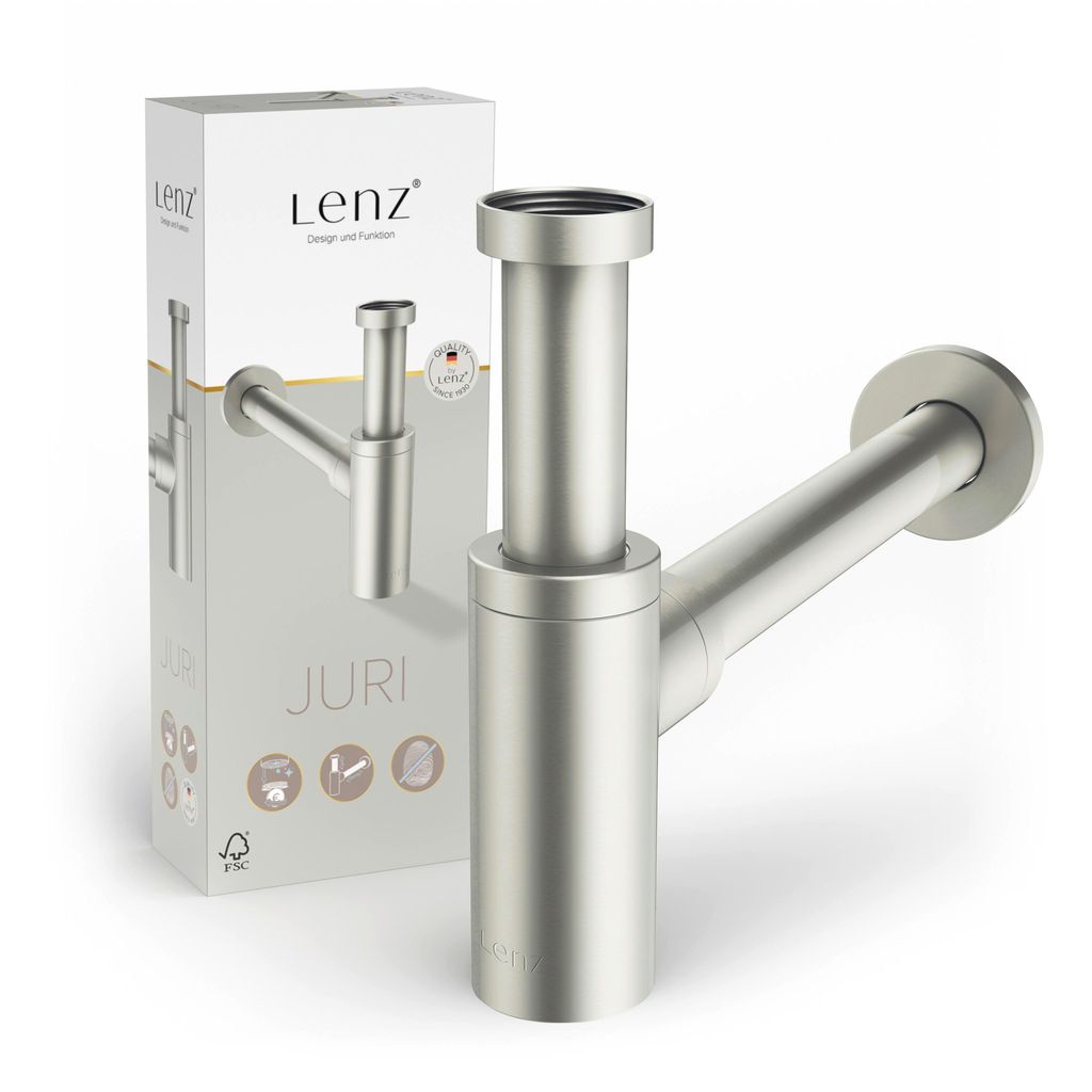 Lenz JURI Design-Siphon Edelstahl-Optik, 1 1/4", flexibel Produktbild 