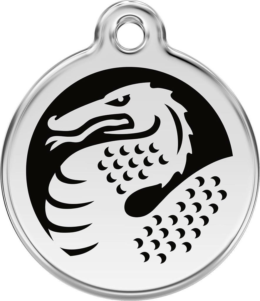RedDingo Hundemarke mit individueller Gravur Drachen schwarz, Größe: M