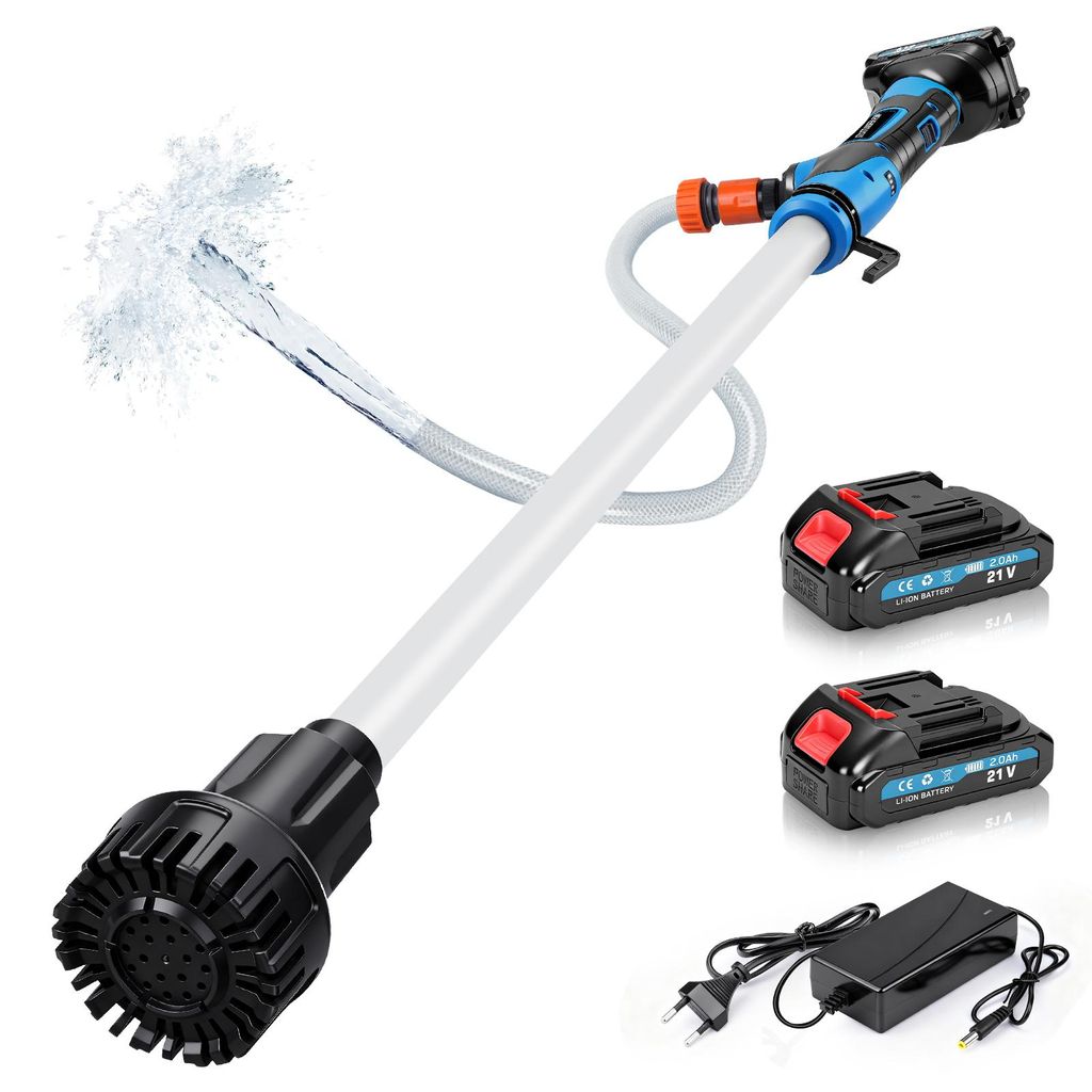 3/4" Kabellose Wasserpumpe mit 2 Akkus Filter, Tragbare Pumpe Gartenpumpe Kompatibel Makita 18V Akku, Trockenlauf, Überlastschutz Max.10m Förderh...