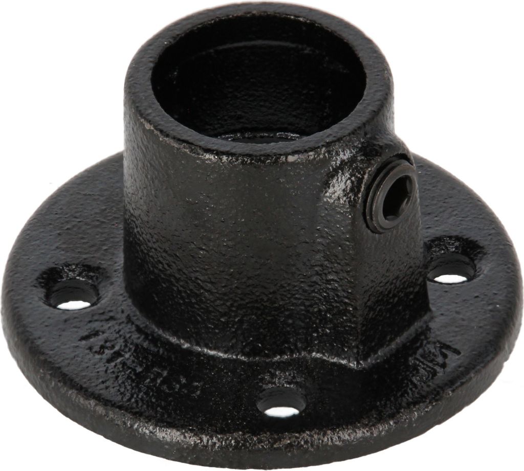 Rohrverbinder Fußplatte rund durchgehend schwarz 1" (33,7 mm) AVERDE