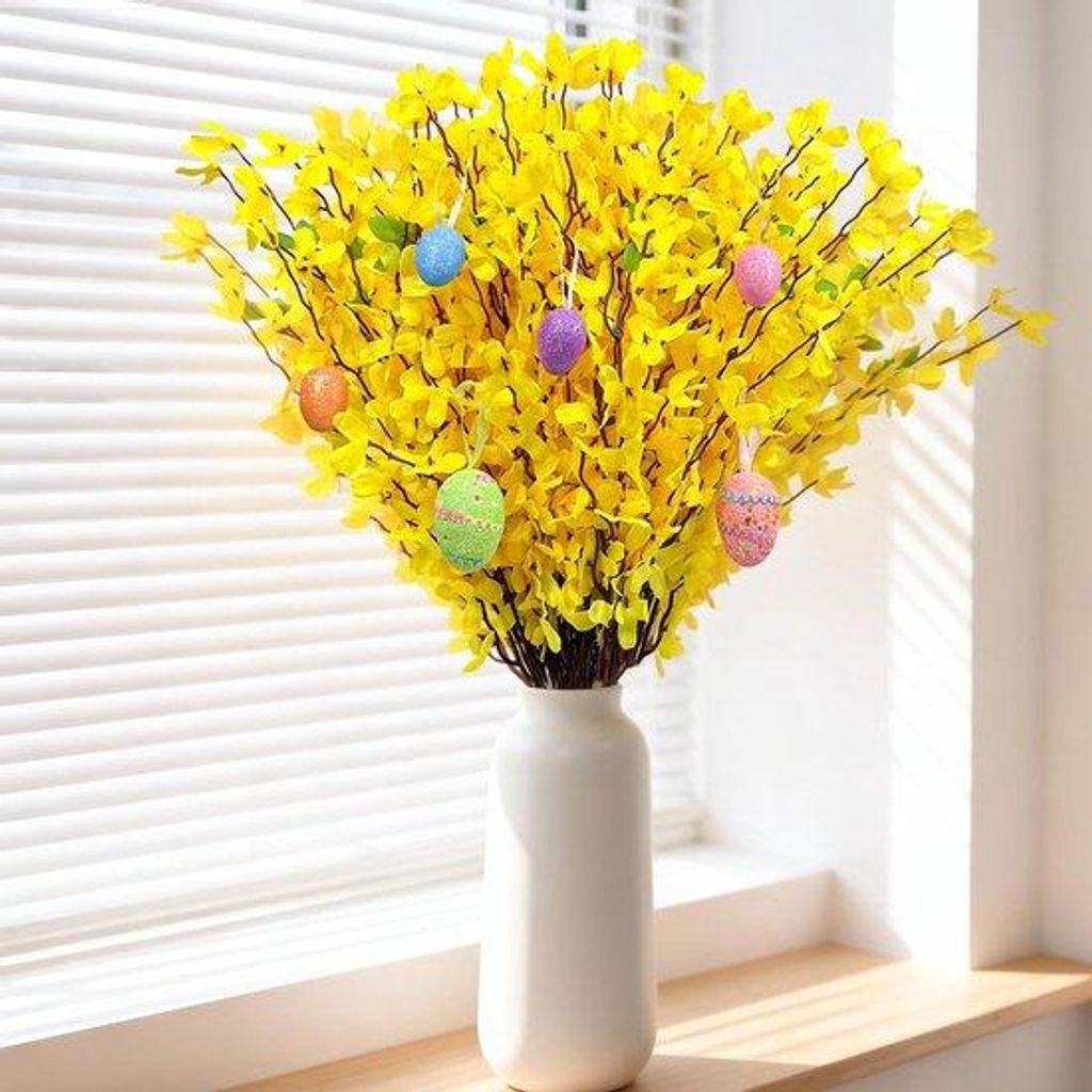 Forsythia und Kunstjasmijn Blütenzweige – Dekorative Blumenarrangement für Garten, Party, Hotel, Büro & Hochzeit – Frühlingshafte Blumendek...